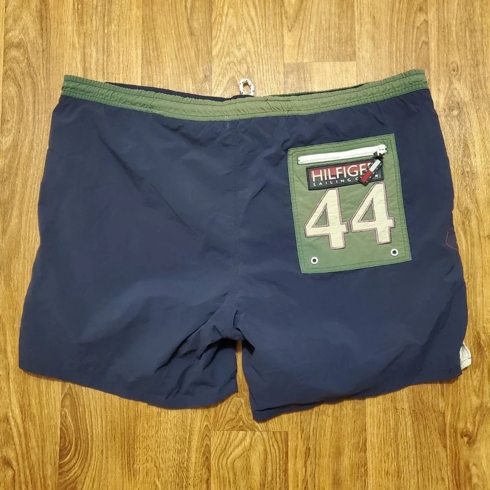 Vintage Tommy Hilfiger Sailing Shorts Men XL Navy Blue‎ TH 044 Swim Athletic